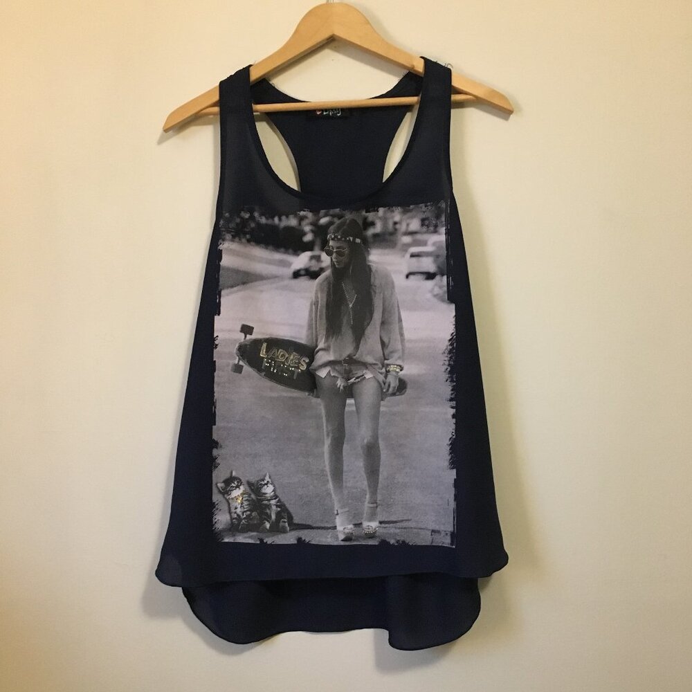 Ladies First McBling Kittens Graphic Racerback Tank Top - S